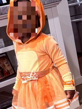 Kids Orange Bingo Hooded Costume Dress